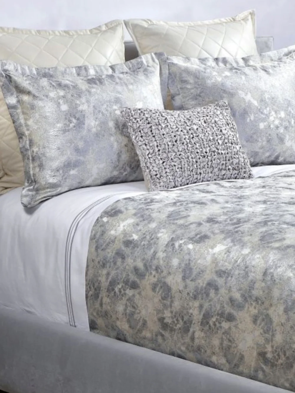 The Art Of Home Ann Gish King Duvet Set Terrazzo Silver New $525 W/Pillow Shams